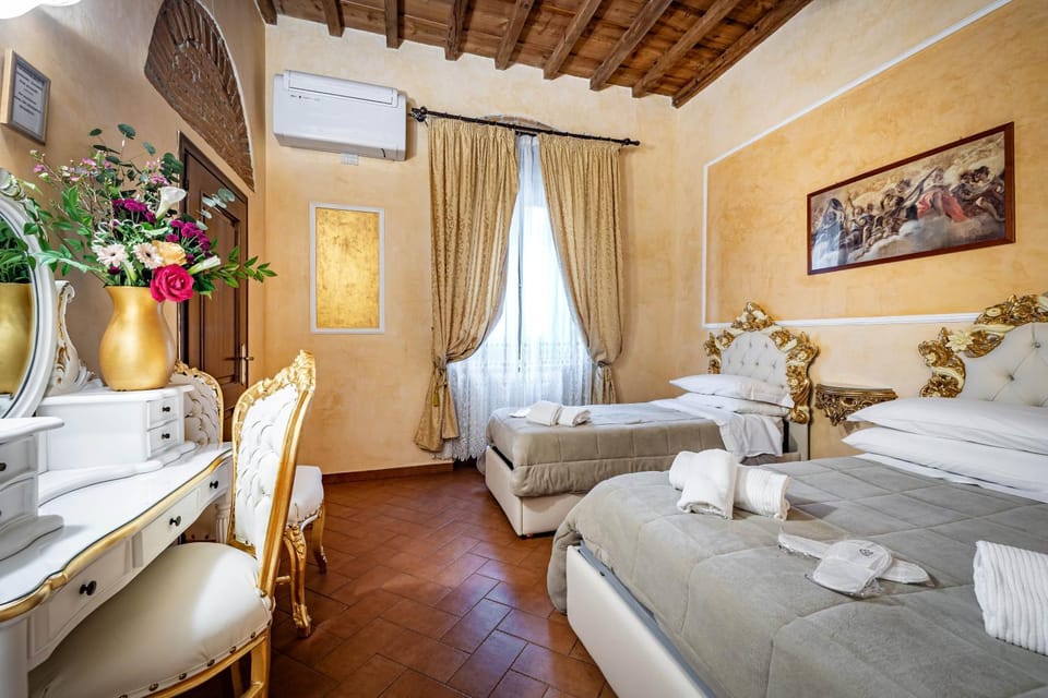 Photo of the whole room, Bedroom, towels, air conditioner