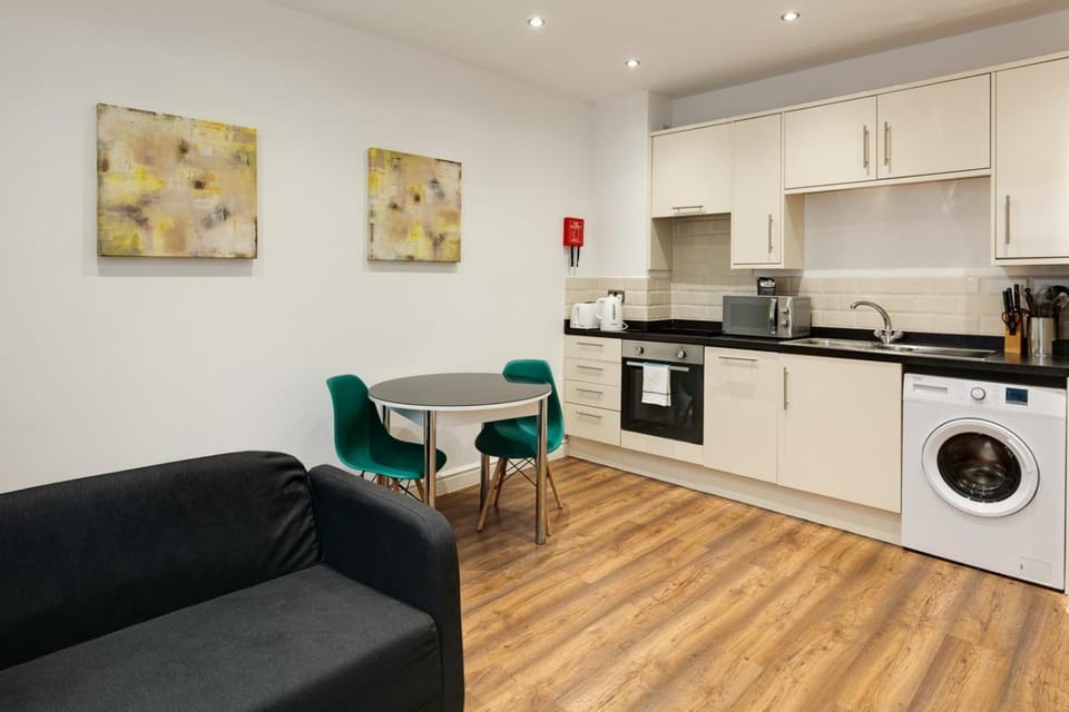 Kitchen or kitchenette, Living room, minibar, pet friendly, stove, toaster, washing machine