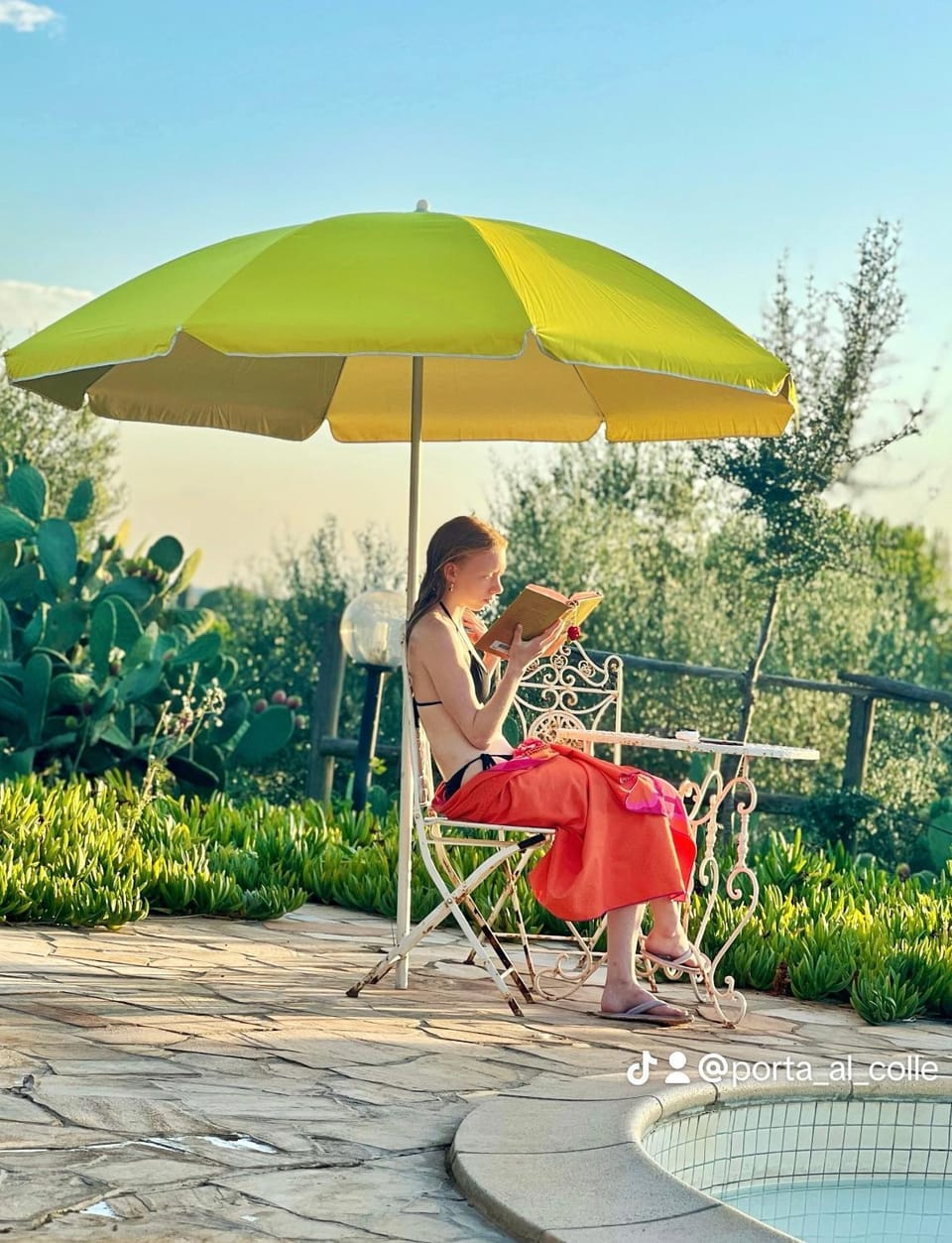 Patio, Spring, Day, People, Natural landscape, Garden, Guests, Garden view, Pool view, Swimming pool, group of guests, sunbed