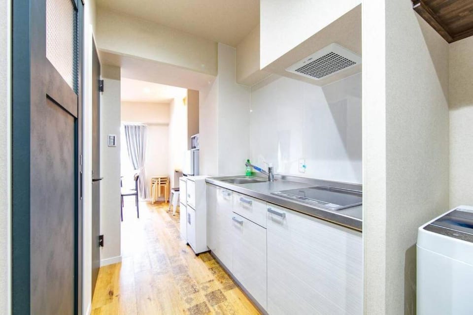 Kitchen or kitchenette, washing machine