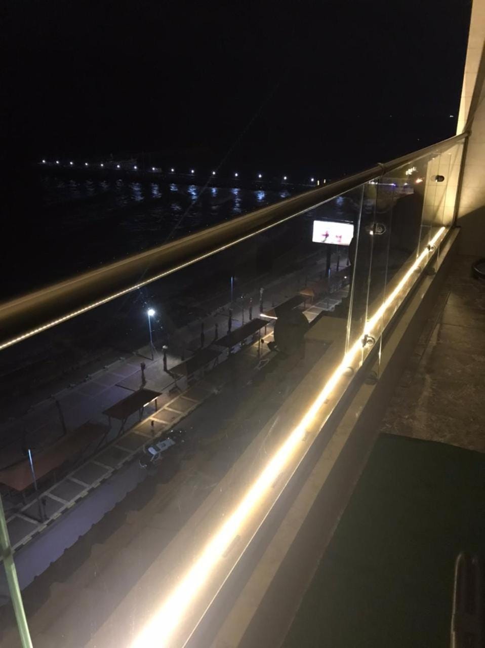 Night, View (from property/room), Balcony/Terrace, Sea view