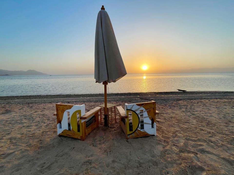 Natural landscape, Sea view, Sunset, sunbed