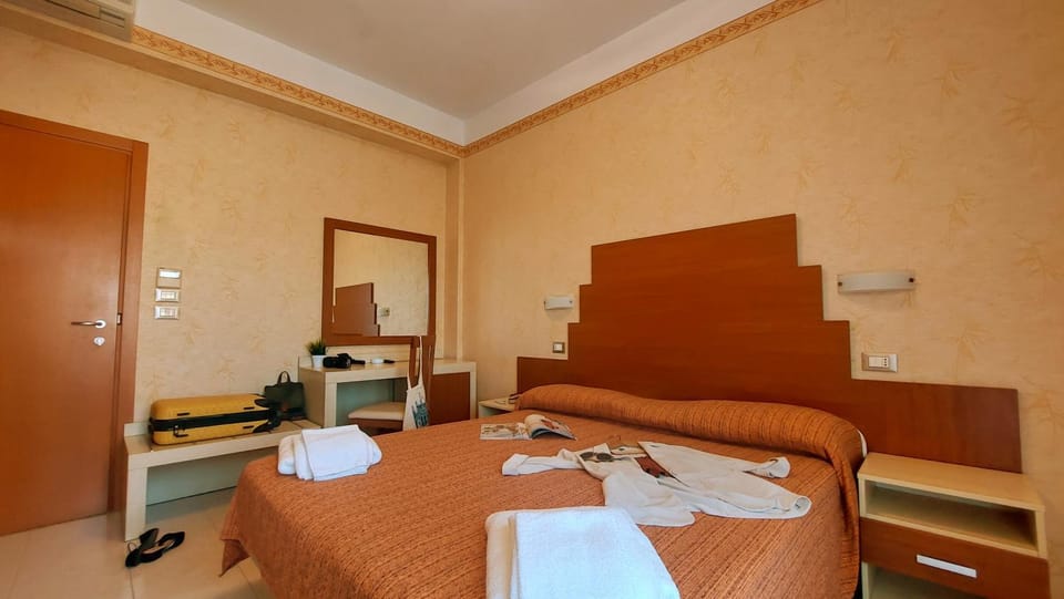 Bedroom, furniture, towels, air conditioner