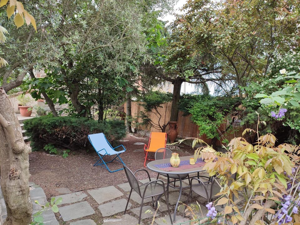 Natural landscape, Garden, Seating area, Garden view