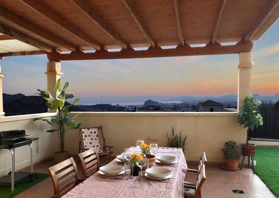 Natural landscape, BBQ facilities, View (from property/room), Balcony/Terrace, Seating area, Dining area, Mountain view, Sea view