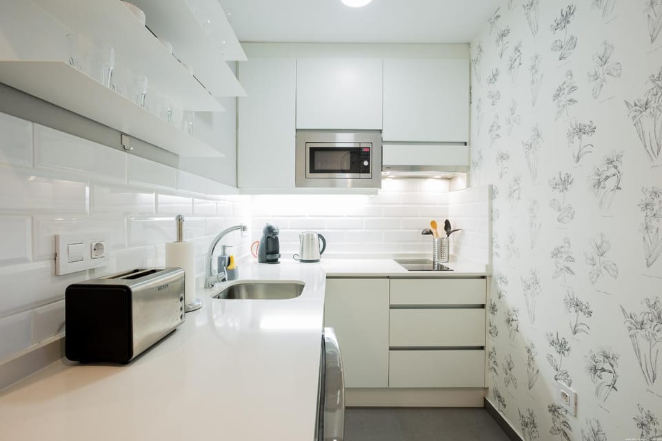 Kitchen or kitchenette, stove, toaster, kitchen