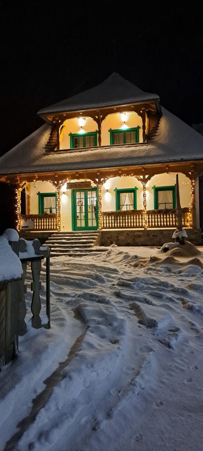 Property building, Night, Winter