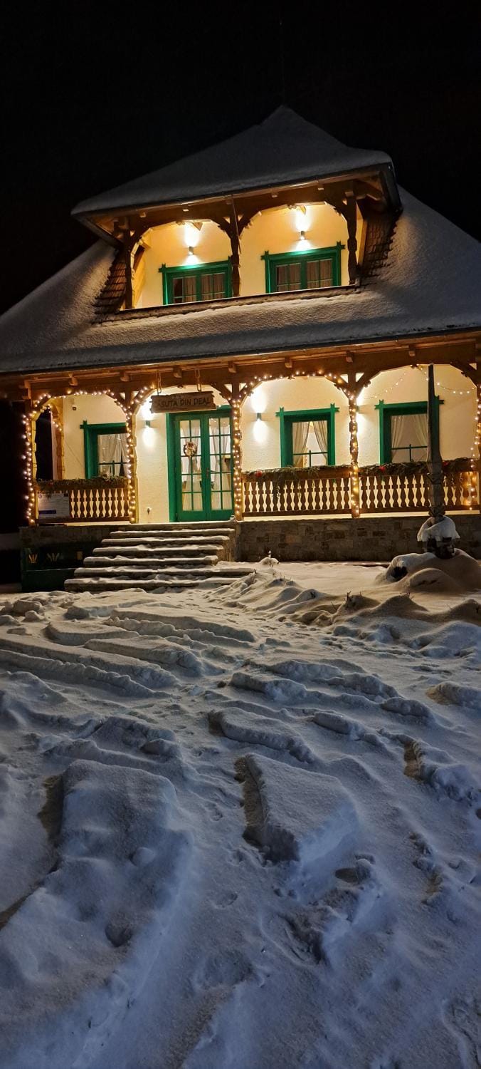 Property building, Night, Winter