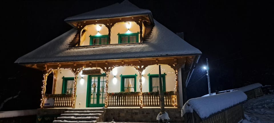 Property building, Night, Winter