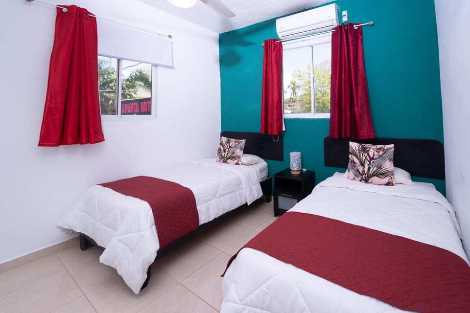 Bed, Bedroom, fireplace, air conditioner