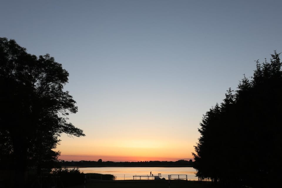Garden, Lake view, Sunset