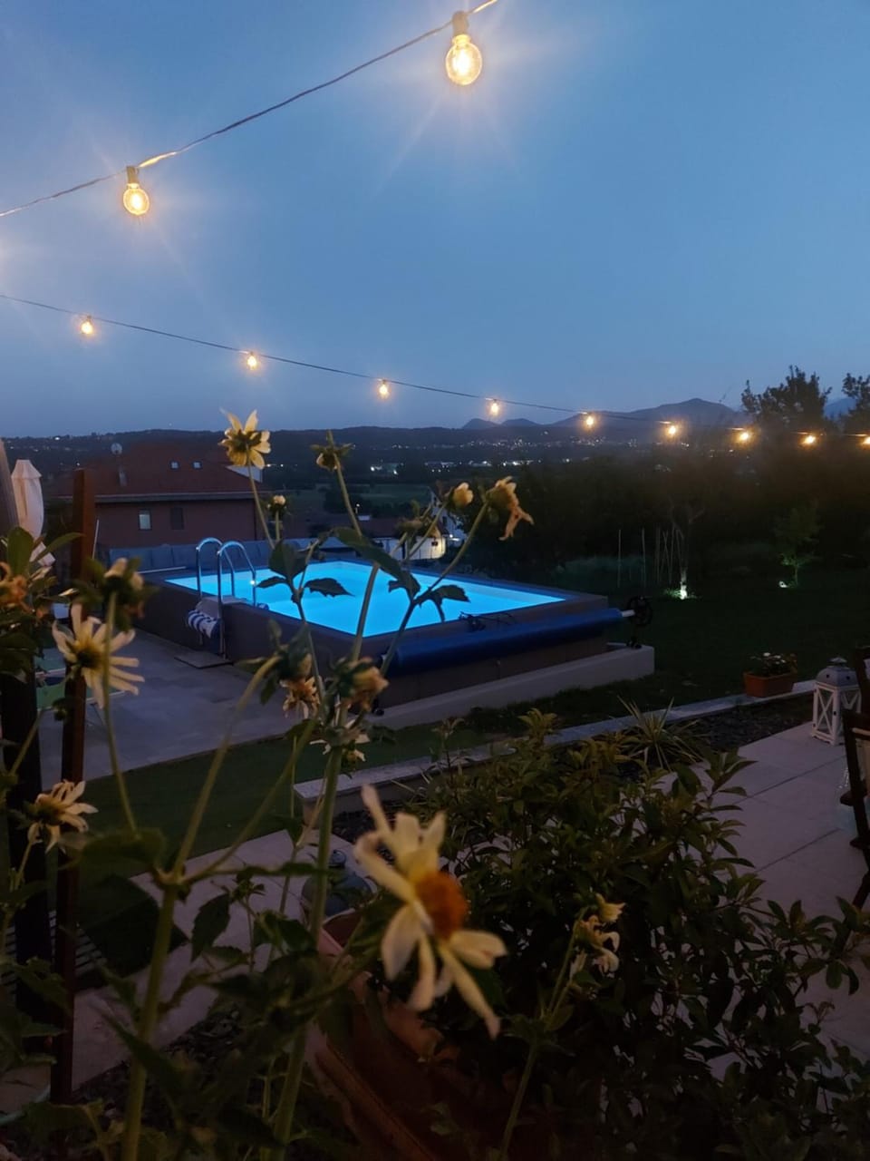 Night, Pool view, Swimming pool