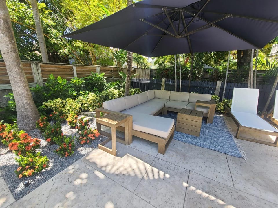 Patio, Garden, Seating area, Swimming pool