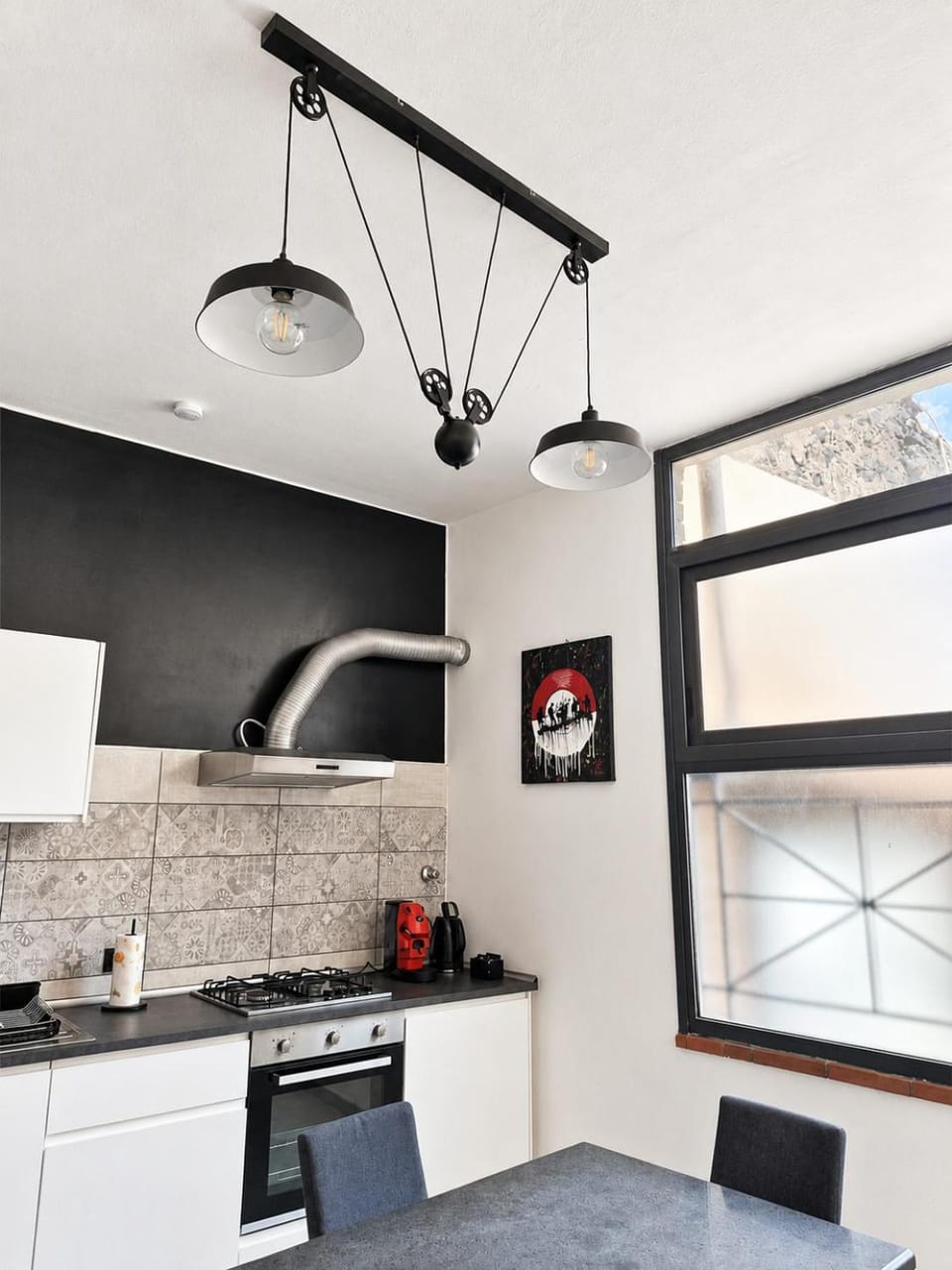 Kitchen or kitchenette, stove, kitchen