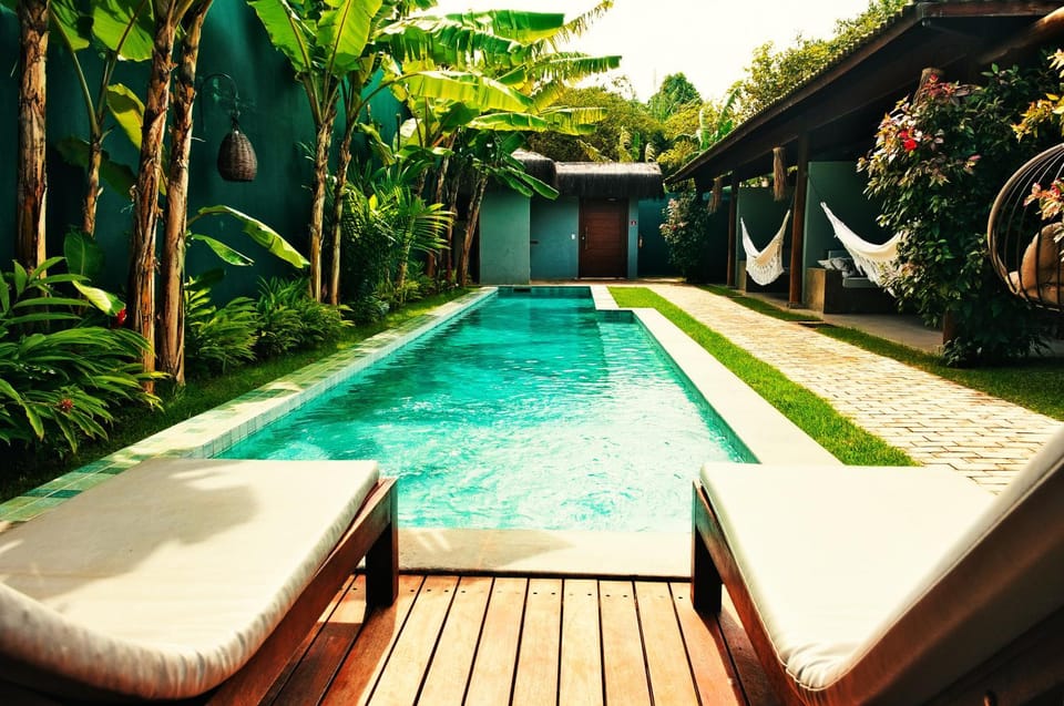 Day, Natural landscape, Garden, Garden view, Pool view, Swimming pool, sunbed