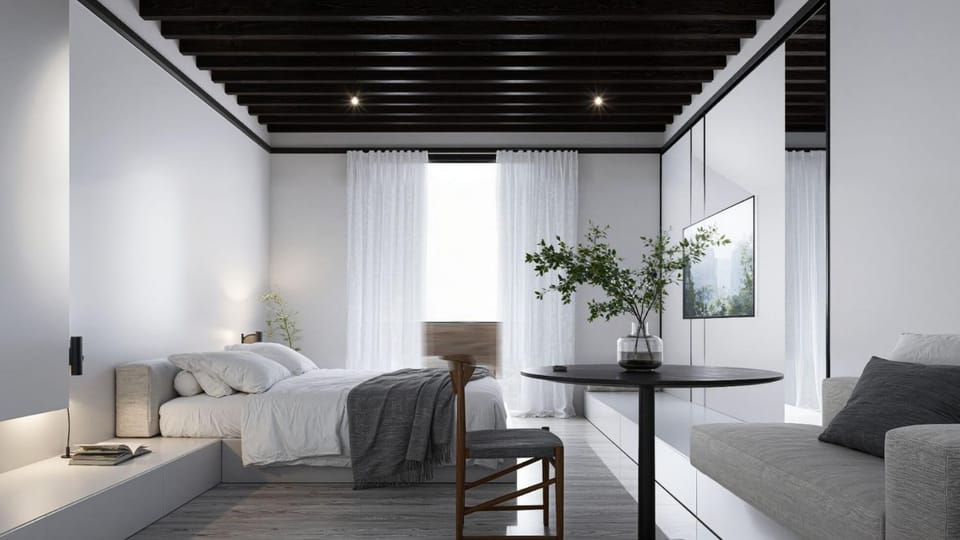 Bed, Living room, Dining area, Bedroom