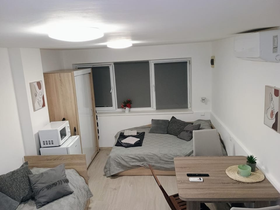 Bed, TV and multimedia, Living room, Photo of the whole room, Seating area, Dining area, Bedroom, minibar, air conditioner