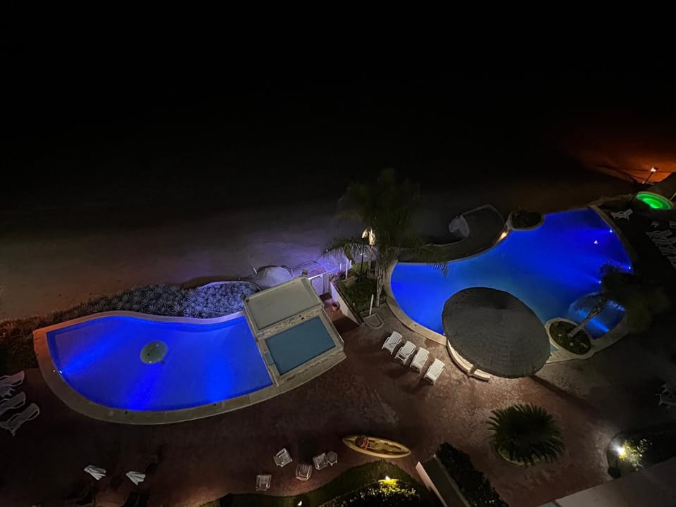 Night, Pool view, Swimming pool