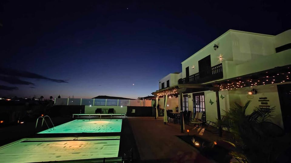 Property building, Night, Pool view, Swimming pool