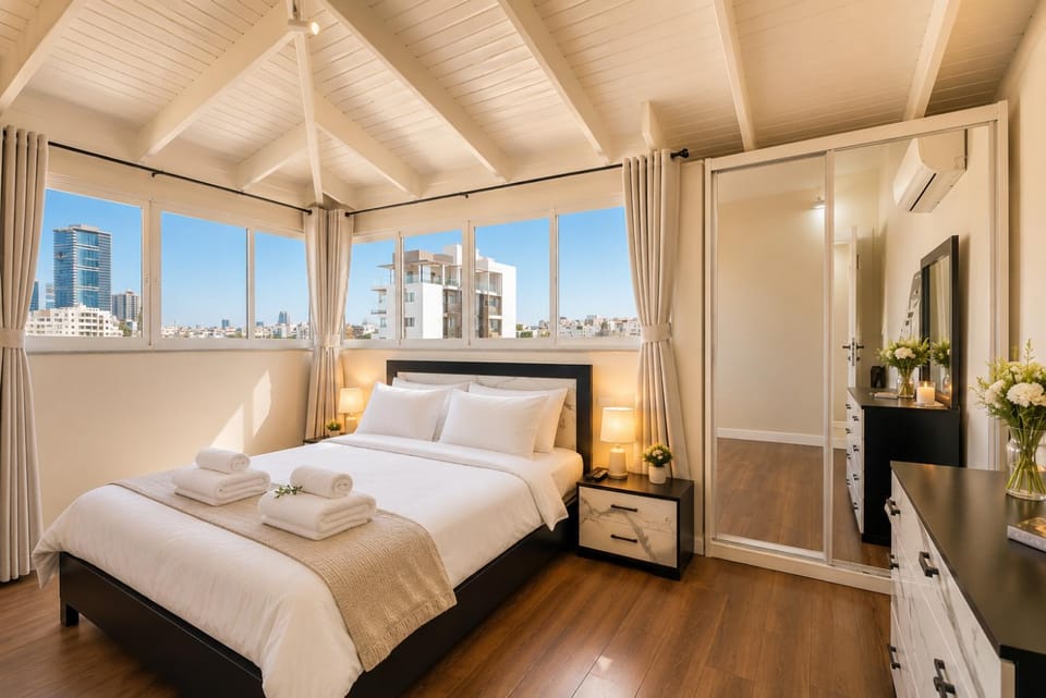 Bed, flat iron, hair dryier, VIP, air conditioner