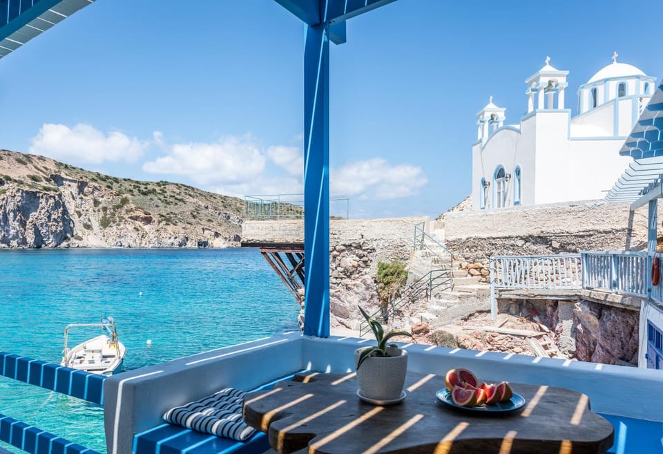 Aquanis Anchored, sea front house, Firopotamos House in Milos