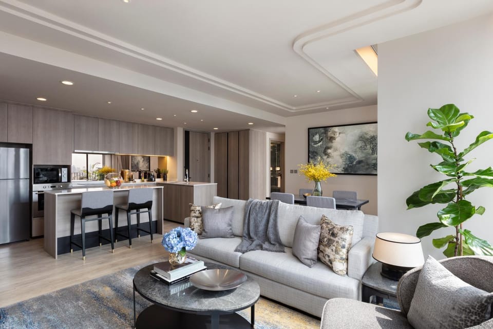 Kitchen or kitchenette, Living room, Dining area