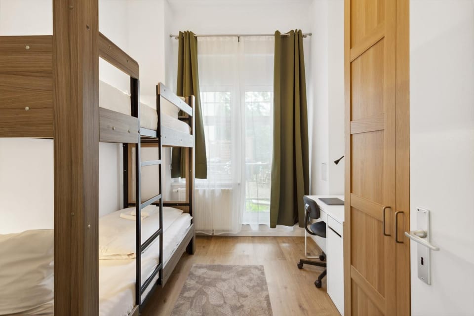 Bed, Bedroom, bunk bed, Inner courtyard view, wardrobe