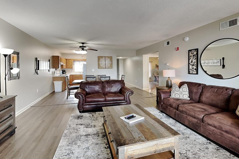 Kitchen or kitchenette, Living room, Seating area, Dining area, furniture, air conditioner