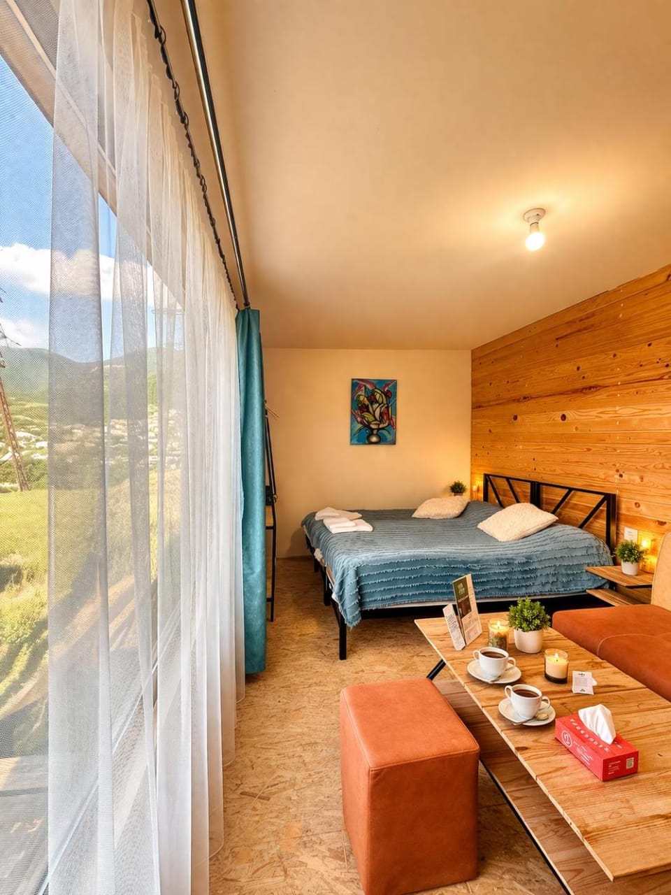 Bed, View (from property/room), Living room, Photo of the whole room, Seating area, Dining area, Bedroom, Food