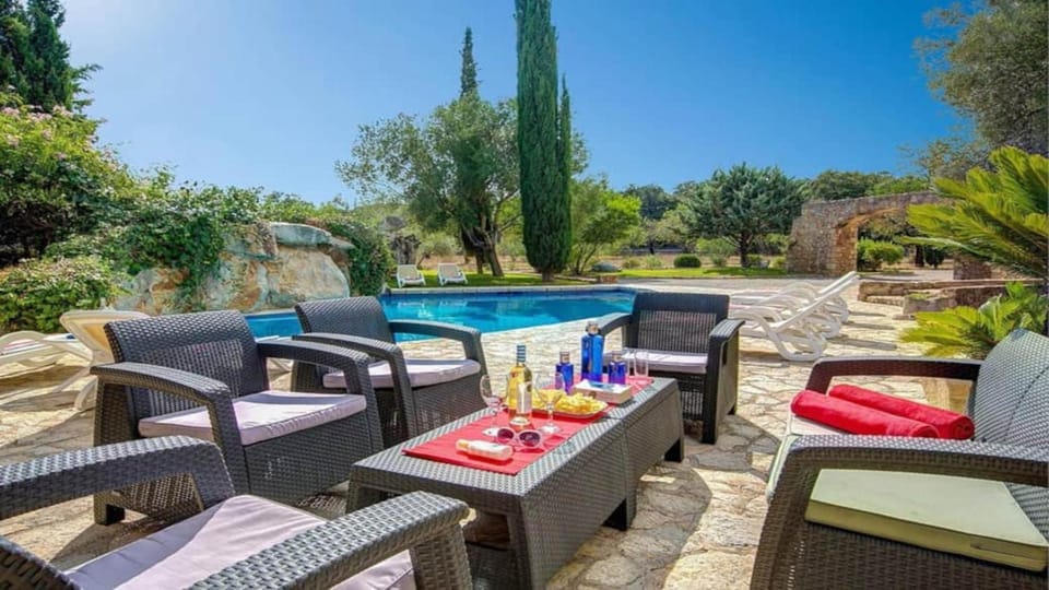 Property building, Living room, Swimming pool