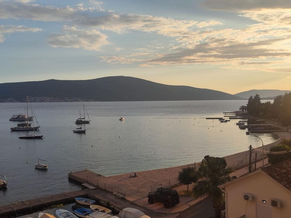 Natural landscape, Beach, Mountain view, Sea view, Sunset