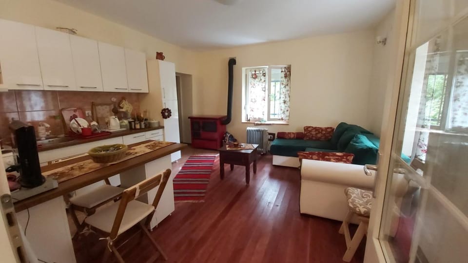 Kitchen or kitchenette, Living room, Seating area, Dining area, minibar, stove