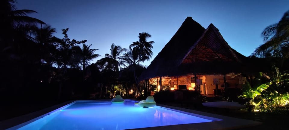 Property building, Pool view, Swimming pool, Sunset