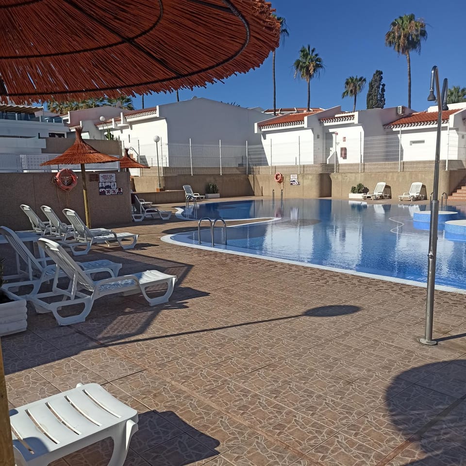 Swimming pool, sunbed
