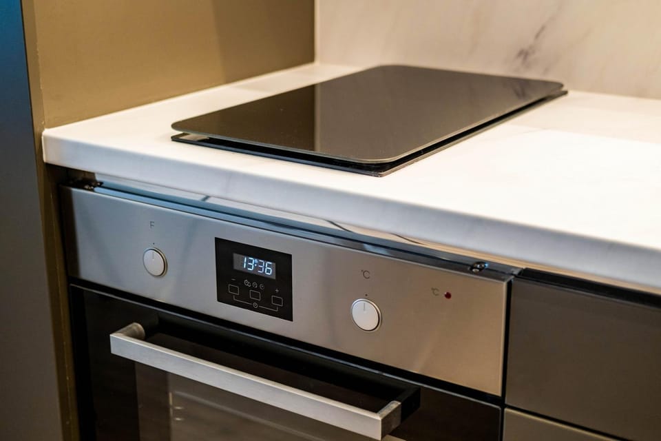 Kitchen or kitchenette, stove, kitchen