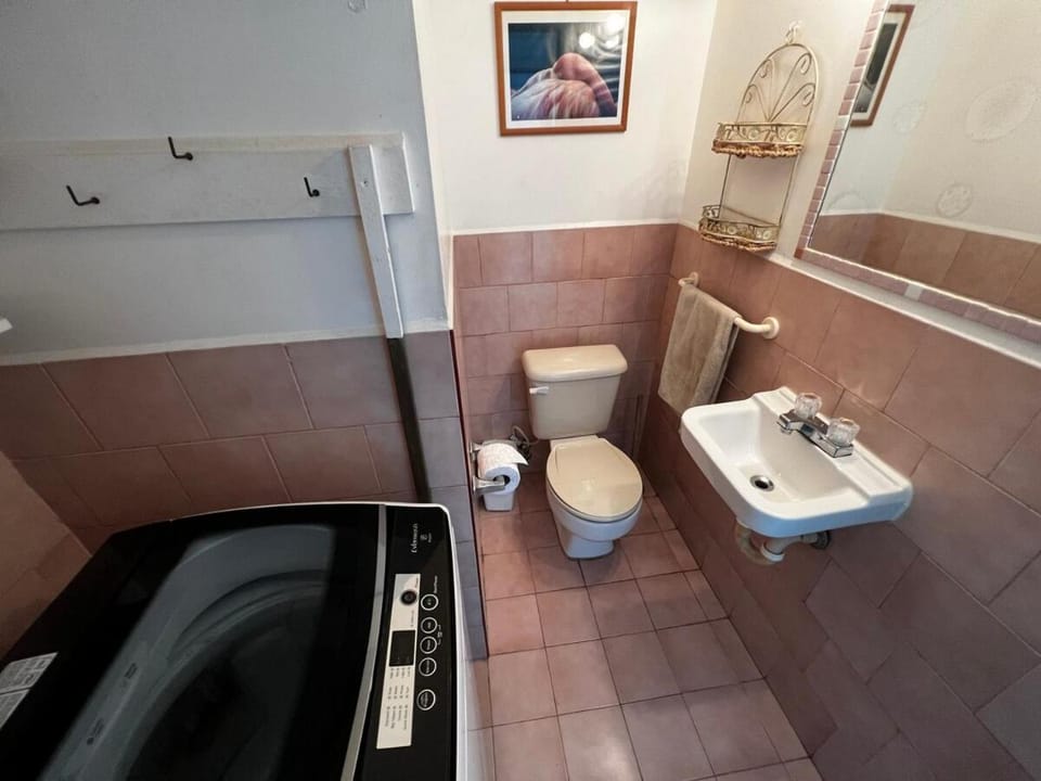 Toilet, Bathroom, towels, washing machine