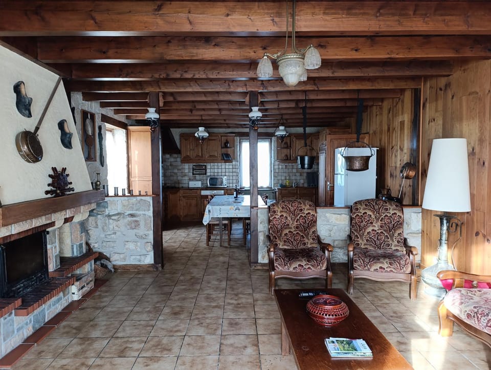 Kitchen or kitchenette, Living room, Seating area, Dining area