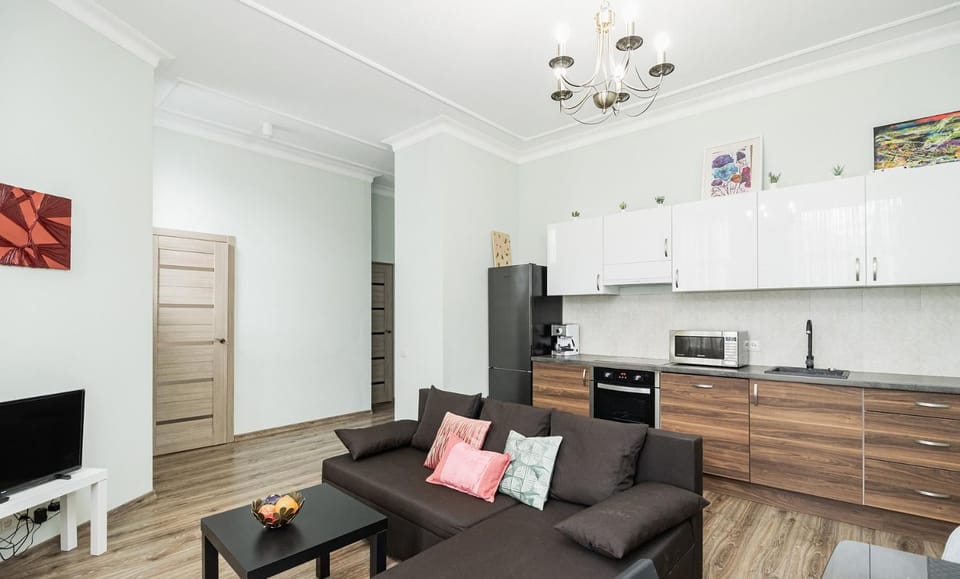 Living room, kitchen