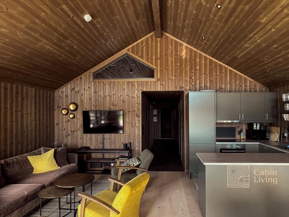 Unique cabin with fantastic lake view, sauna, ski & EV outlet Cabin in Innlandet