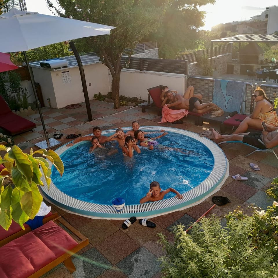 People, Hot Tub, children, group of guests, sunbed