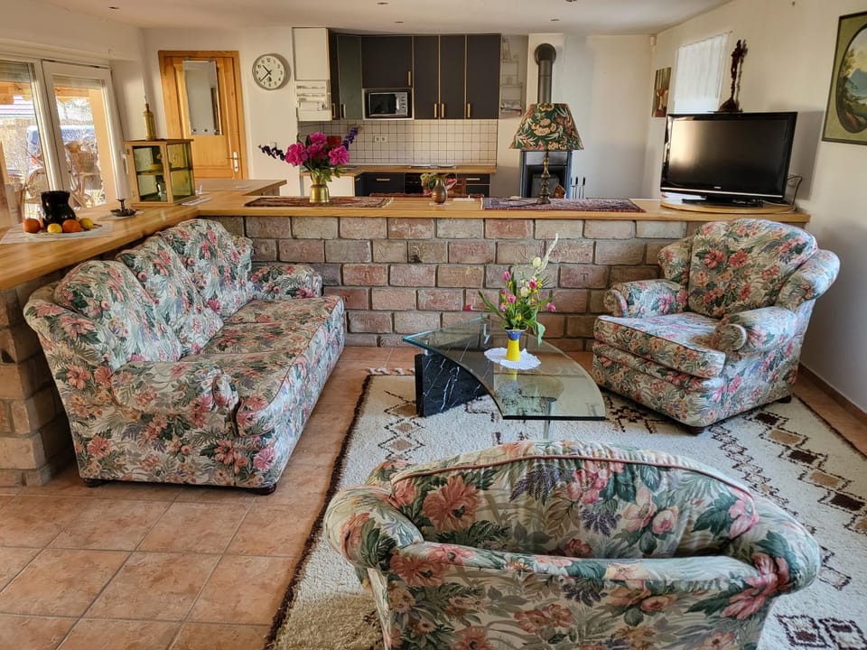 TV and multimedia, Kitchen or kitchenette, Living room, Seating area