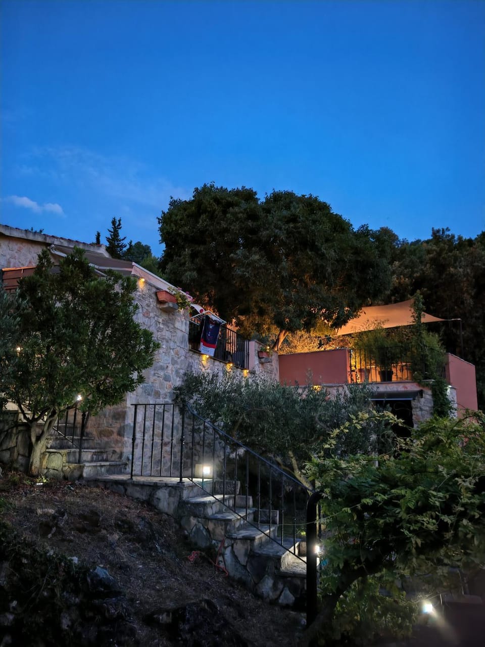 Property building, Night, Summer, Balcony/Terrace
