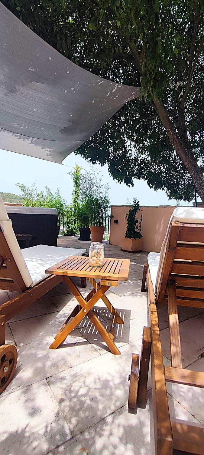 Patio, Day, Summer, Hot Tub, View (from property/room), Balcony/Terrace, sunbed