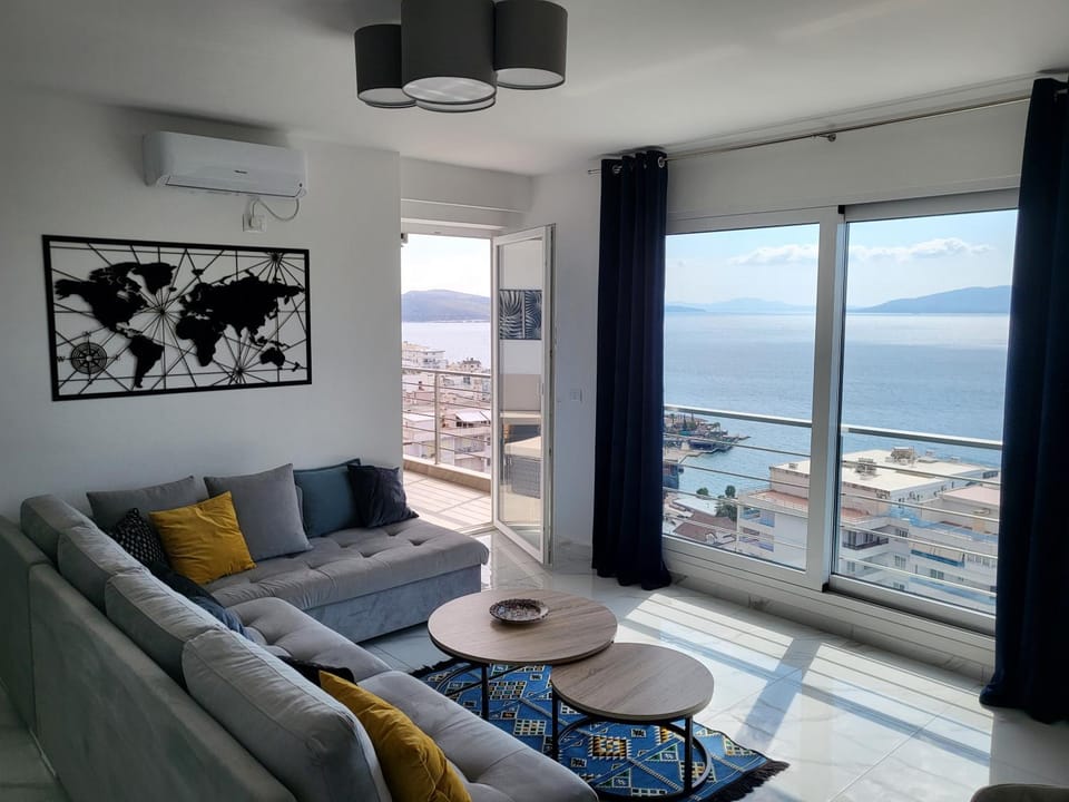 Living room, Seating area, Sea view