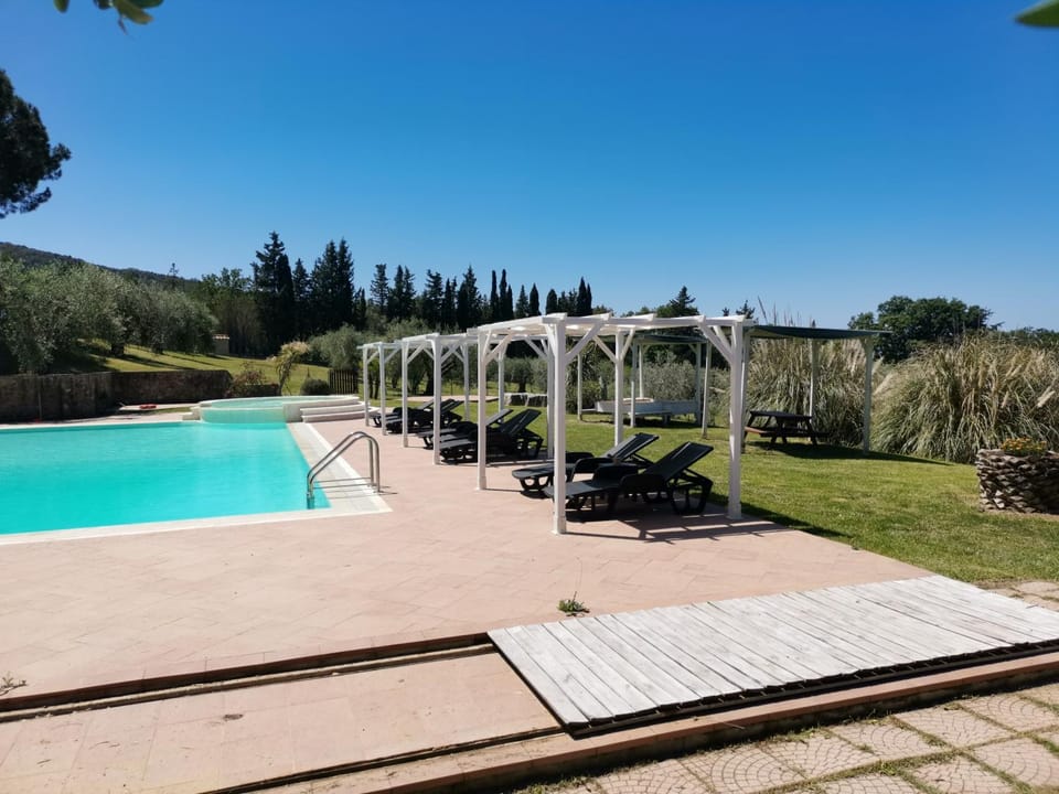 Swimming pool, sunbed