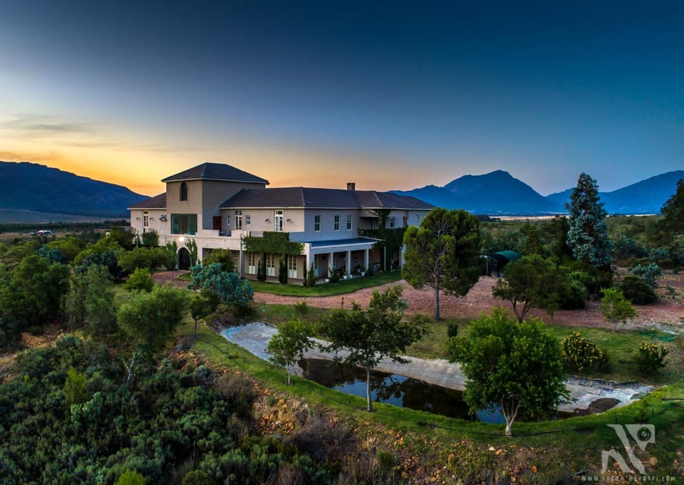 Property building, Natural landscape, Mountain view, Sunset