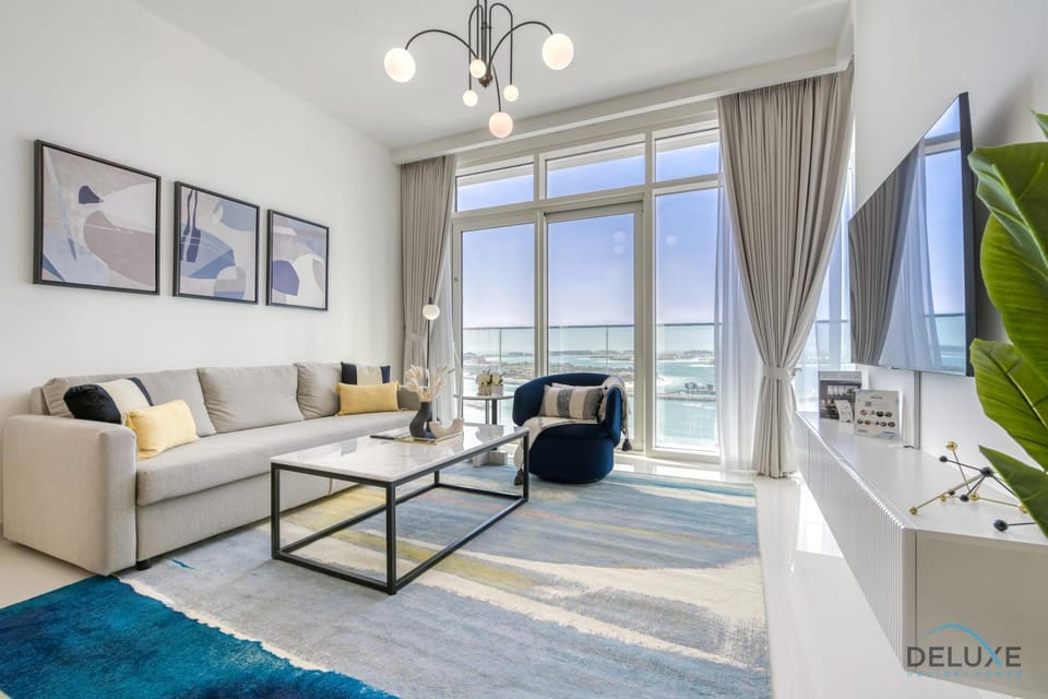 Living room, Seating area, Sea view