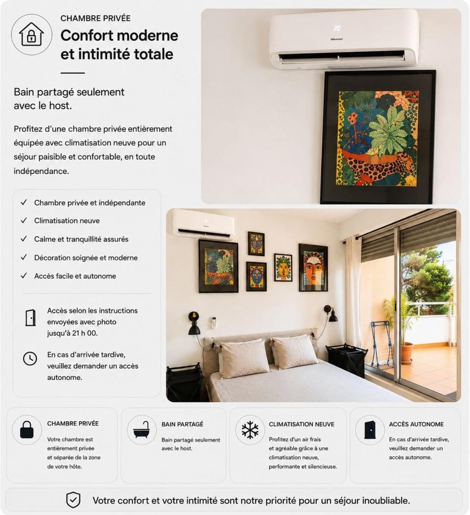 Chambre d hôte avec clim terrasse et petit déjeuner Hauteurs de Nice Vacation rental in Nice
