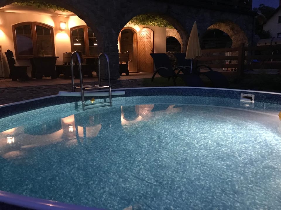 Night, Summer, On site, Swimming pool, Swimming pool