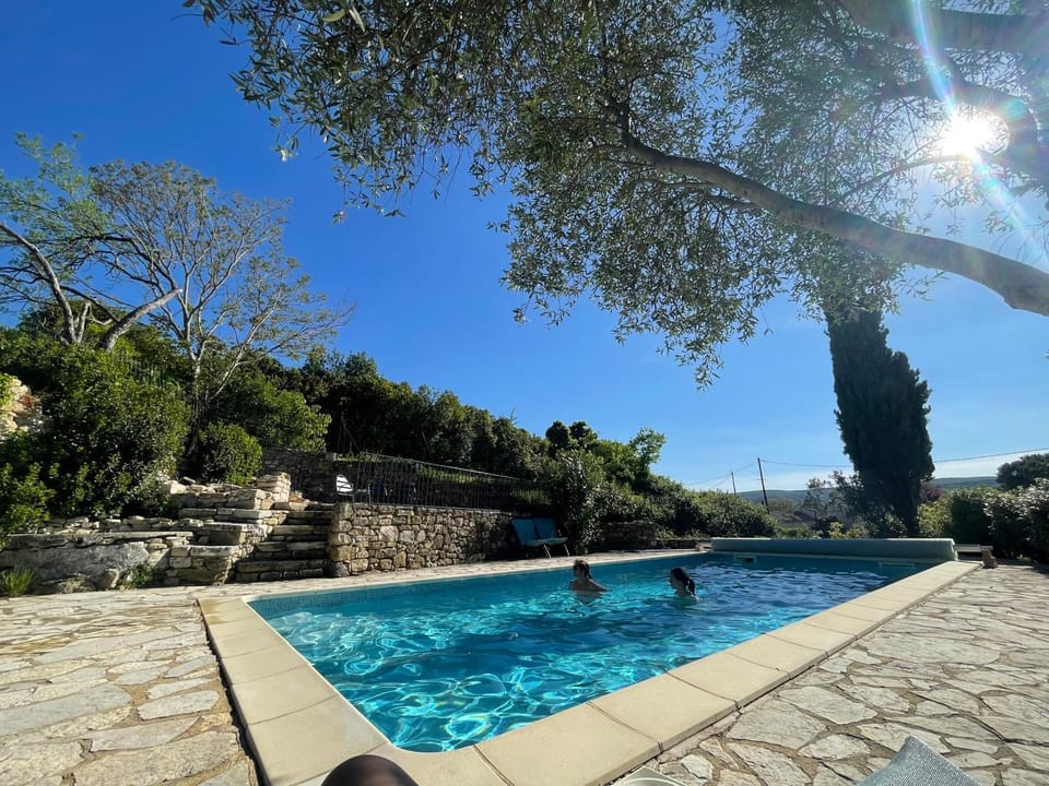 Day, Natural landscape, Garden, Garden view, Pool view, Swimming pool, sunbed